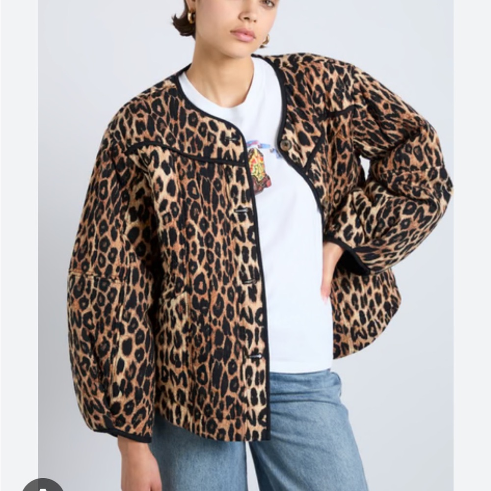 Damson Madder Macy Leopard-print Quilted Jacket